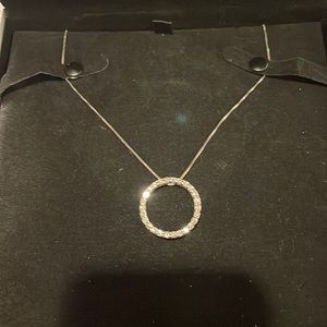 Diamond Circle Necklace 14kt white gold. Two Carrots in diamonds.